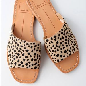 Dolce Vita — Cato Leopard Pony Fur Slide Sandals